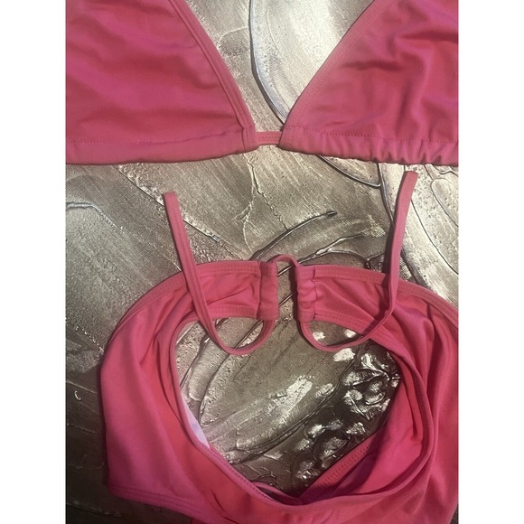 Hot Pink Fuchsia Cheeky Swimsuit Swimwear Swim -Tie String Bikini Size S/M -New - Picture 6 of 12